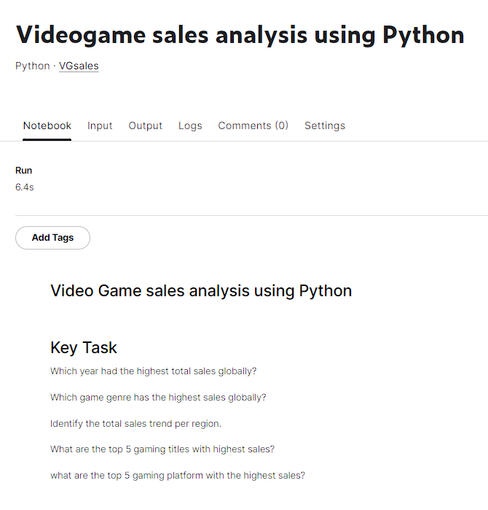 (Video Game sales) Data Analysis using Python